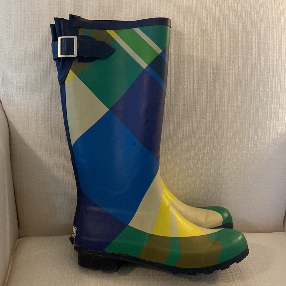 Almost new Boden plaid rain boots!